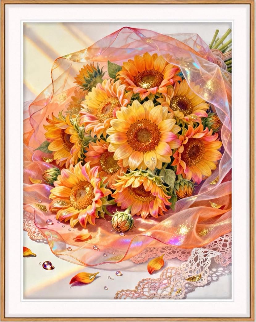 NAHUIGOOD Cross Stitch Kit，– 11Ct Stamped Embroidery Set for Adults & Beginners, Needlepoint Pattern, DIY Art for Home Decor & Gifts Sunflower11Ct50X70Cm