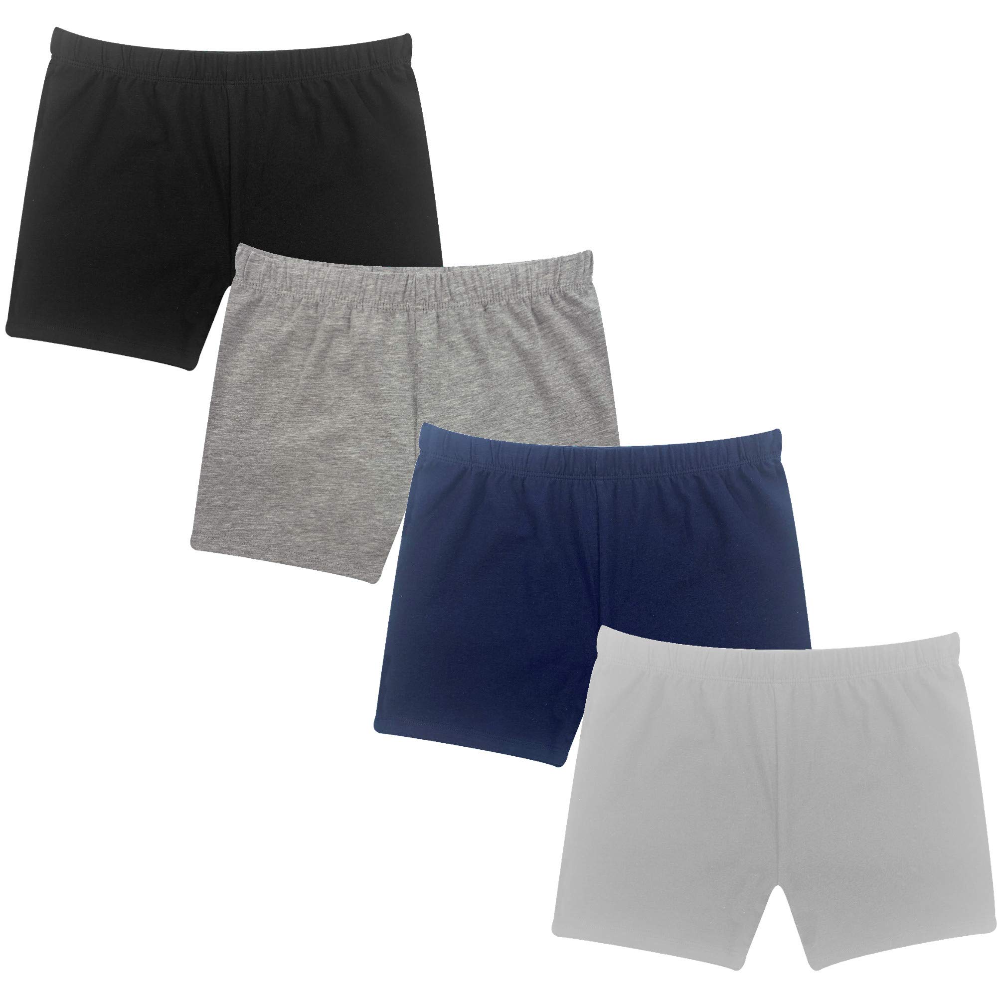 Popular Girls Cotton Undershorts for Dresses, 4 Pack - Solid & Tie Dye Under Dress Shorts, Cartwheel Sports Undershorts