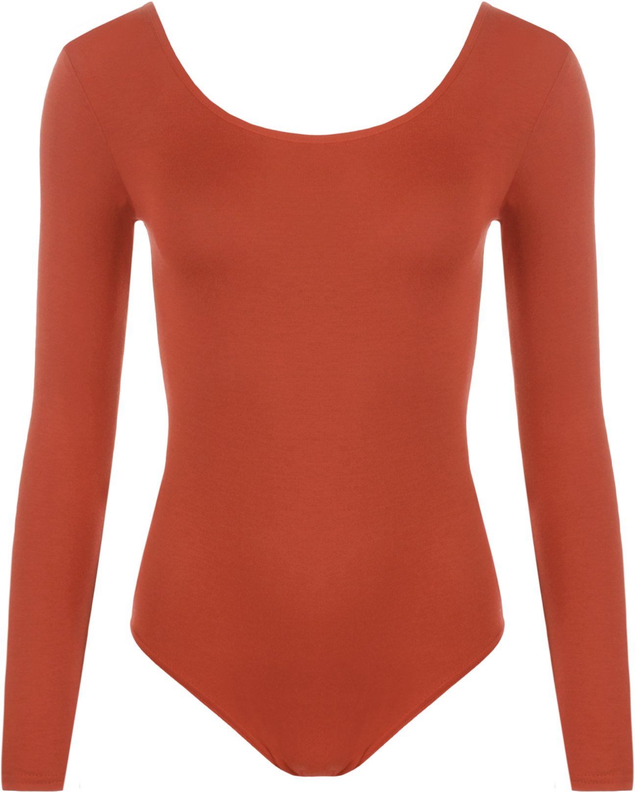 Wearall Women's Rust New Stretch Bodysuit Long Sleeve Top Leotard 12/14