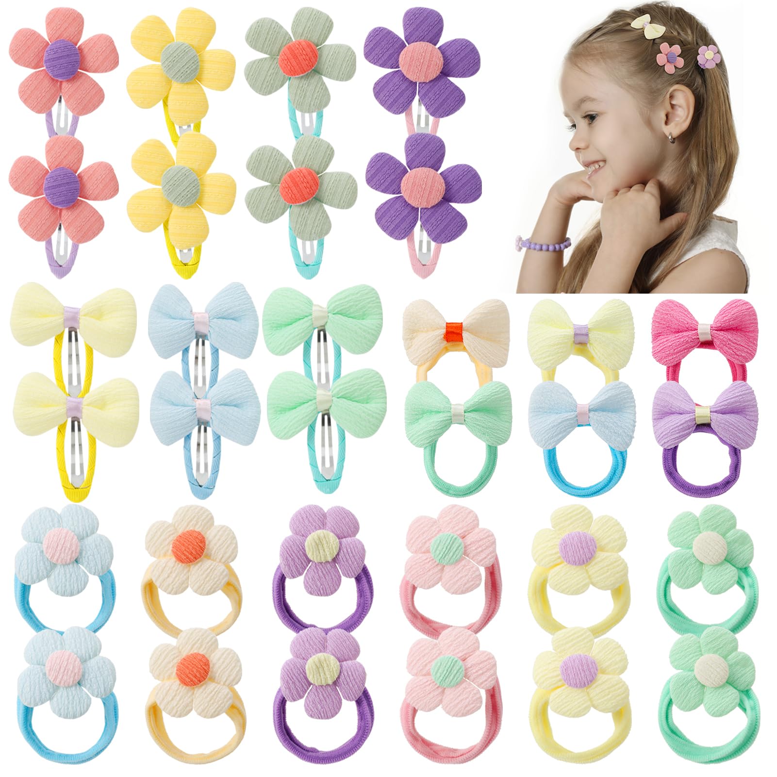 32 Pcs Toddler Hair Accessories, Candy Colors Toddler Hair Clips with Bows and Flowers