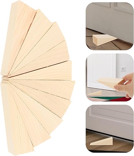 Miniatura 8 de Operitacx Tope de puerta de madera 10 piezas de cuña triangular de madera para la parte inferior de la puerta en azulejos, hormigón, alfombra, piso