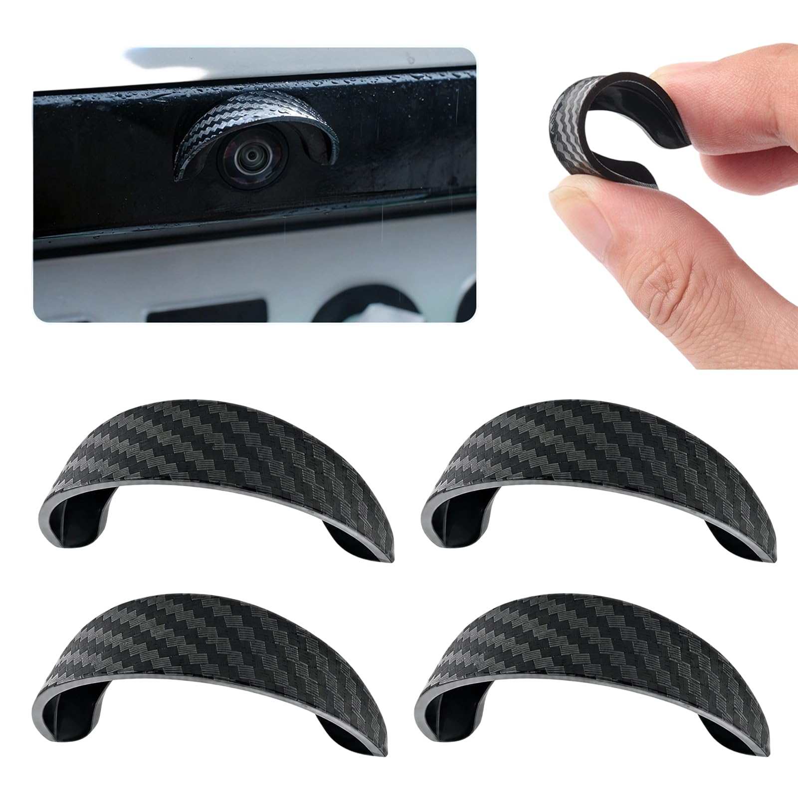 Waterproof Rear View Camera Rain Shield Cover, Curved Camera Hood, 4Pcs