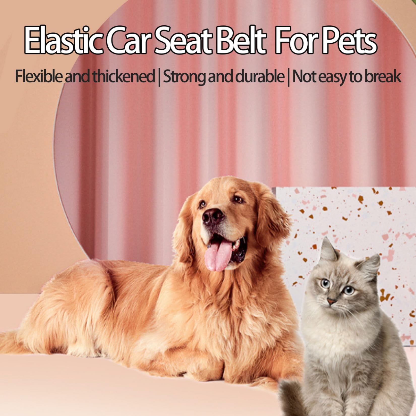 Dog Seat Belt for Car Adjustable Safety Tether for Dogs, Secure Leash for Large and Small Breeds, Compatible with Car Seat Belt Buckle Reflective Nylon Tether (Pink,2)