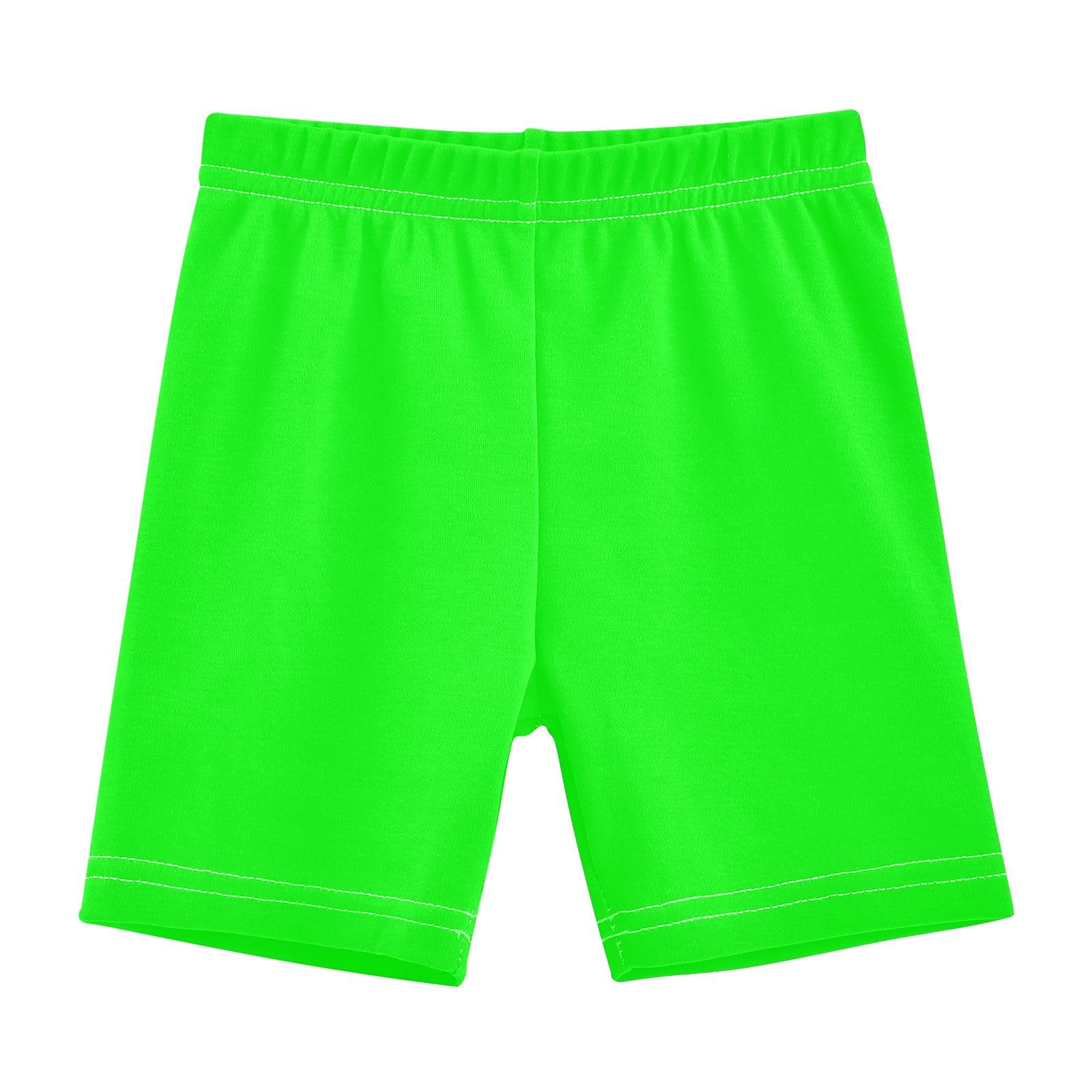 CHIFIGNO Lime Girl's Bike Shorts Under Dress Cartwheel Shorts Breathable Dance Short Clothes for Kids Size 8