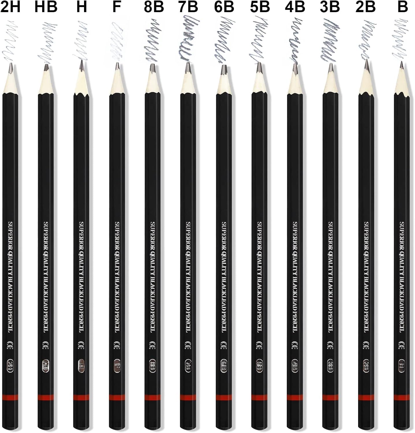 Corslet Set mit 97 Stück – 72-teiliges Buntstift-Set und 24-teiliges Zeichenstift-Set mit 2 verschiedenen Packungen mit 12 Kunstbedarf für Künstler, Skizzen, Schattierungen, Graphitstifte