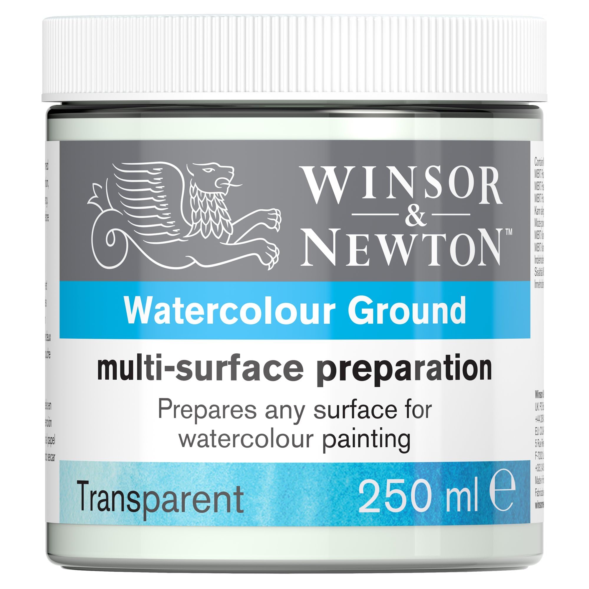 Winsor & Newton 3060002 Aquarell Grundierung Transparent 250 ml (Watercolor Ground) – Für Leinwand, Holz, Glas, Metall & Kunststoff – Unsichtbare Grundierung für leuchtende Farben