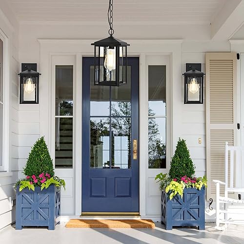 Miniatura 6 de Lámpara colgante para exteriores, lámpara colgante exterior, lámpara de patio al aire libre para porche, luces colgantes al aire libre para porche,