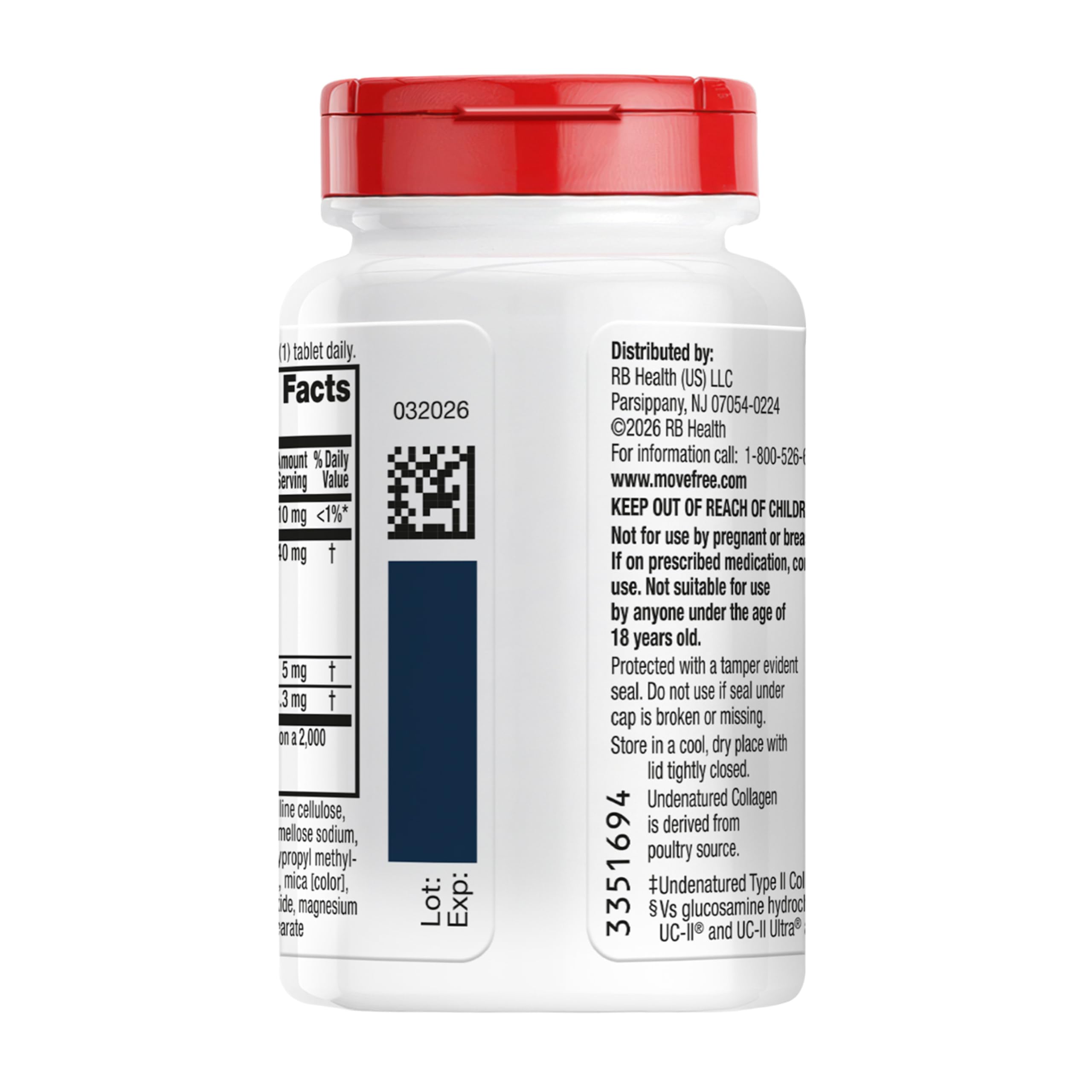 Move Free Ultra Triple Action Joint Support Supplement - Type II Collagen Boron & Hyaluronic Acid - Supports Joint Comfort, Cartiliage & Bones in 1 Tiny Pill Per Day, 64 Tablets (64 servings)* — Amazon image 10