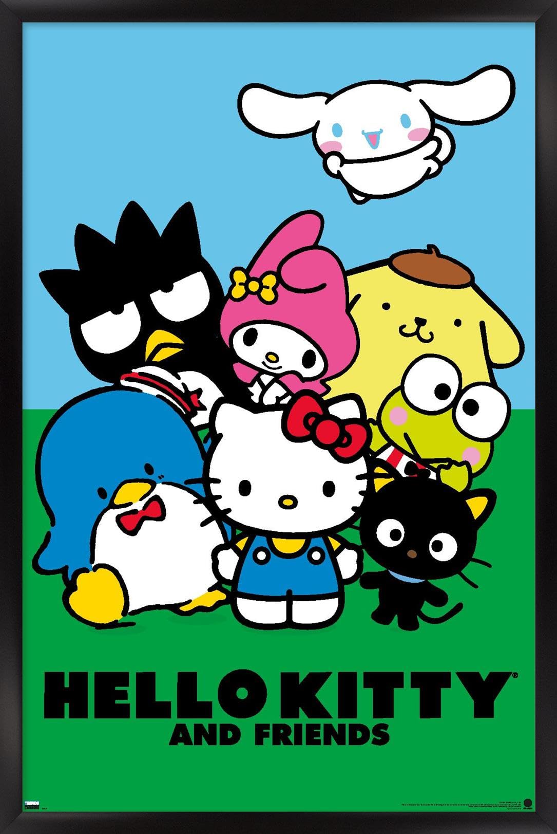Hello Kitty and Friends: 21 Core - Standing Wall Poster, 34L" x 22.4W", Black Framed Version