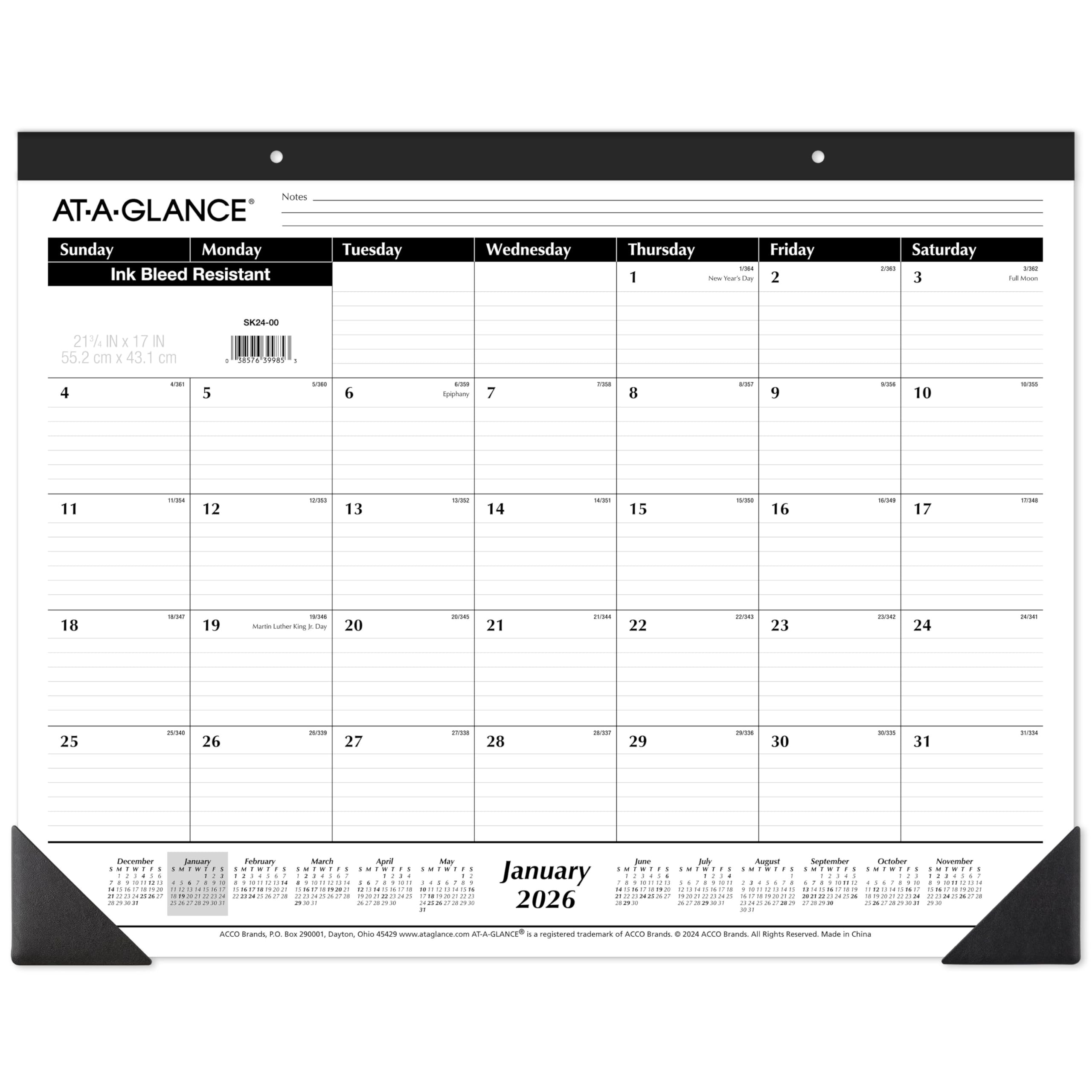 AT-A-GLANCE 2026 Desk Calendar, Desk Pad, Monthly, 21.75" x 17", Large, Ruled Blocks, 3 Pack (AZSK240026) - Image 2