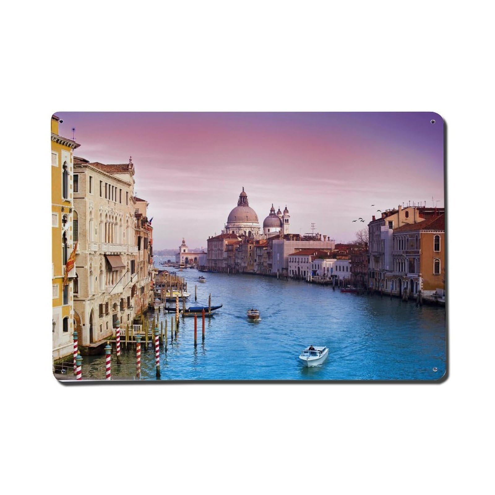 Venice City River Canal Cityscape Metal Tin Sign Plaque Wall Decor for Cafe, Club Bar, Office, Home Garden Metal Poster 8x12Inch