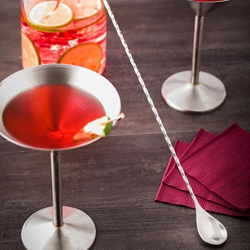 Miniatura 3 de Restaurantware Cuchara de acero inoxidable de 16 pulgadas perfecta para barras profesionales o uso en el hogar - Cuchara mezcladora plateada - Mango