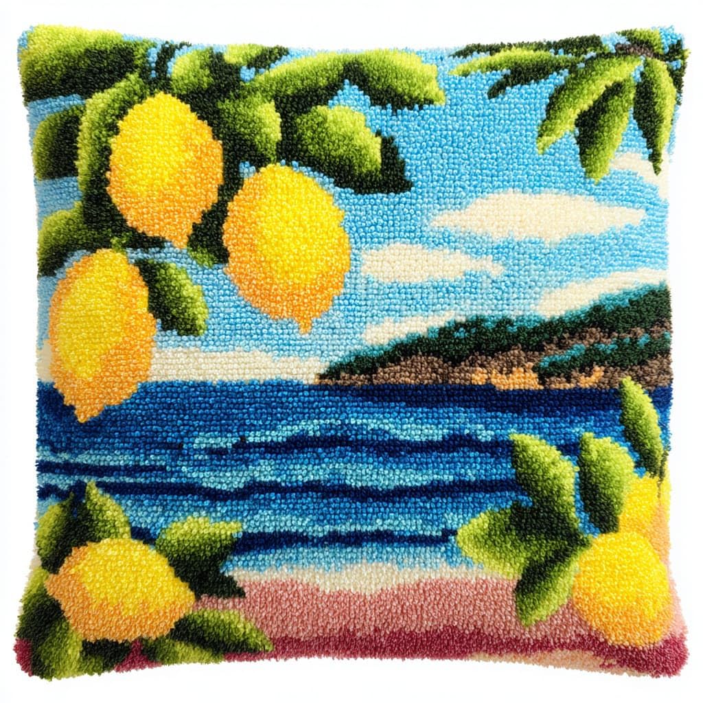 Wallustrioaw Latch Hook Cushions-F Latch Hook Cushion Kits For Adults,Ocean And Lemon