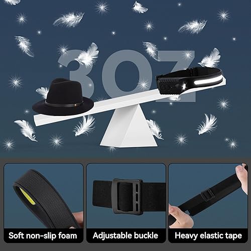 Miniatura 3 de Linterna frontal LED recargable, luz de diadema para faros delanteros con sensor de movimiento rojo alimentado por batería, haz ancho de 230 luces