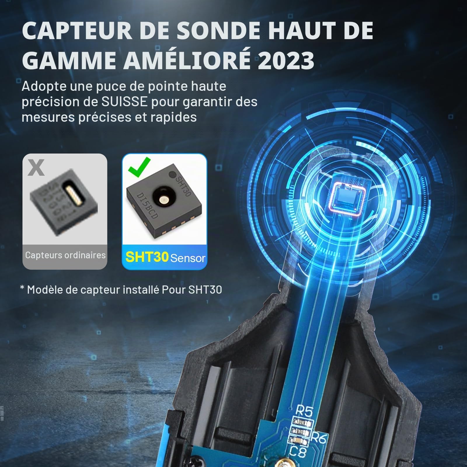 Thermomètre MESTEK Multifonctionnel Hygromètre Numérique Intérieur Extérieur Température du point de rosée, Tenue à la main, Moniteur D'humidité et de Température pour Plantation Horticole