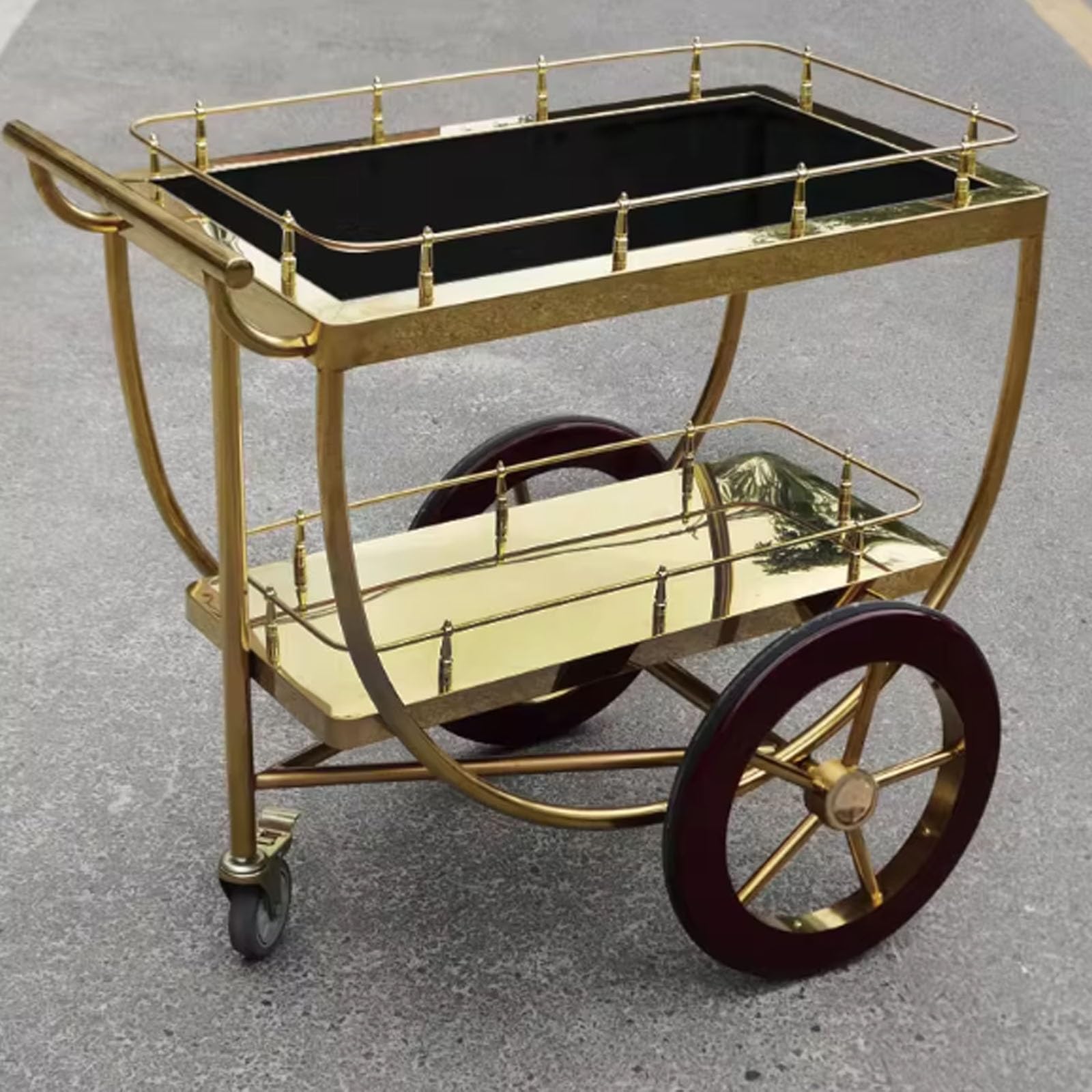 Carrello di Servizio per Vino in Acciaio Inox Portatile in Stile Europeo, Carrello per la Consegna di Cibo per Hotel, ristoranti, Hot Pot, Carrello di Servizio Commerciale Resistente con ruo