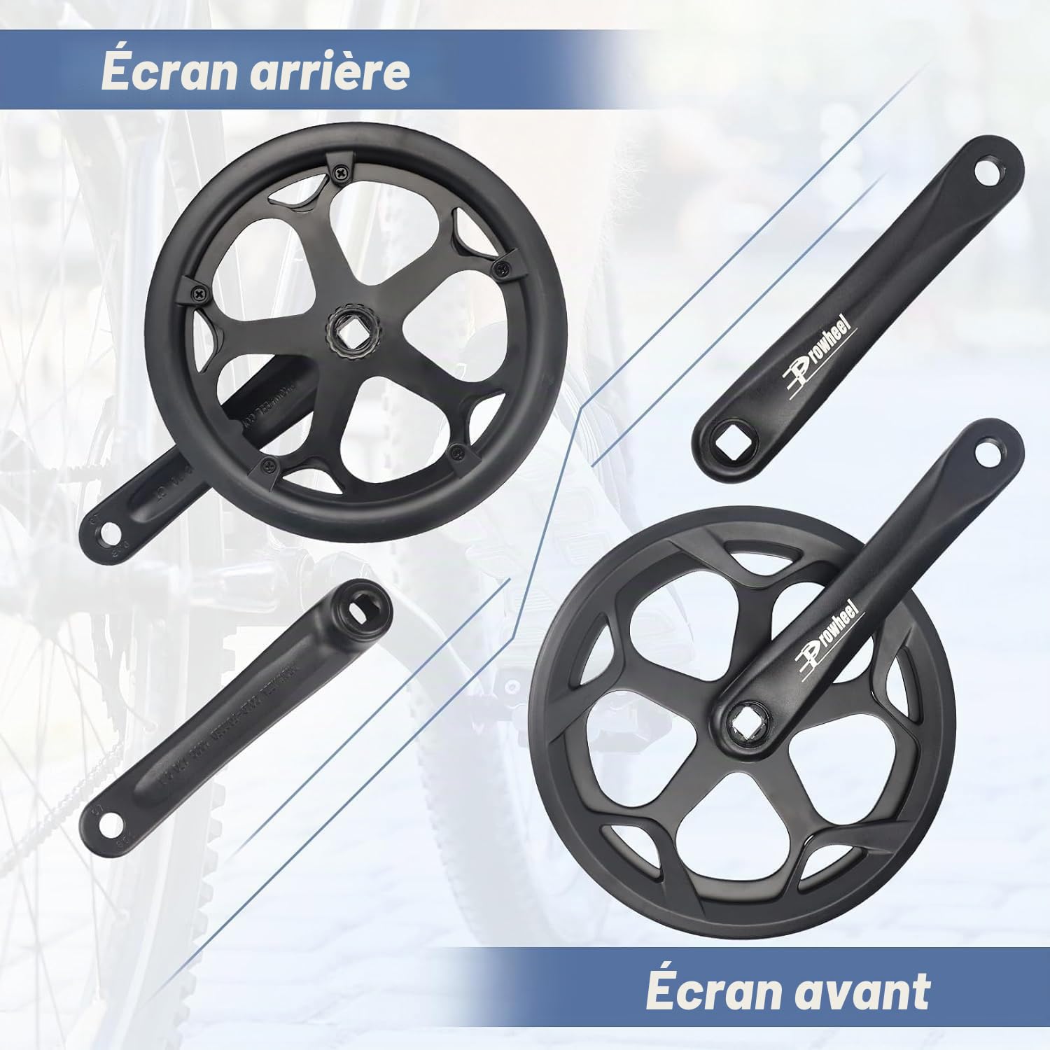 ZUKKA Prowheel Tourney Pédalier de vélo 48T/52T Bras en alliage d'aluminium pour Singel Speed 1/6/7/8 vitesses 170 mm Vélo de ville, Fat Bike, vélo électrique pliant