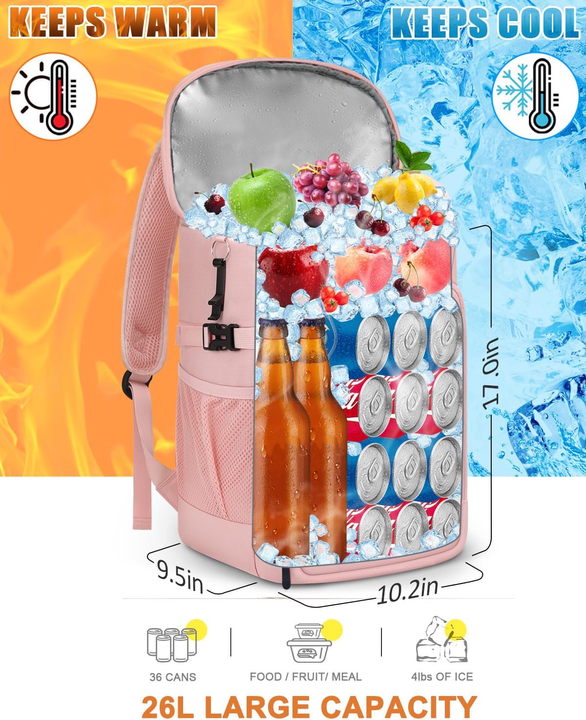 Capolo Cooler Backpack Insulated Waterproof for Women Men,36/45 Cans Lunch Backpack Coolers Leak Proof Soft Cooler Bag Ice Chest for Camping Beach