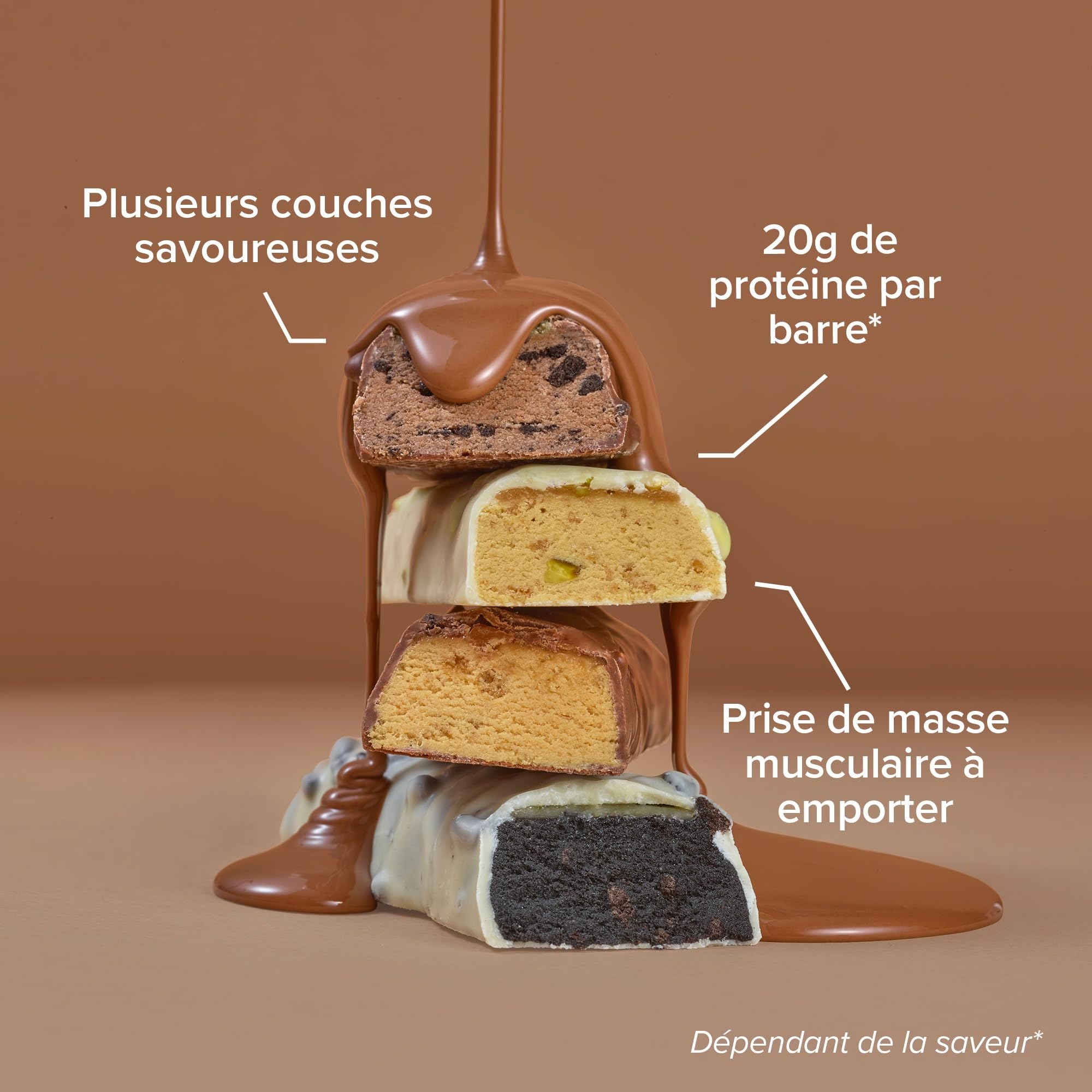 Bulk Macro Munch Barre Protéinée | Chocolat Noisette | 12 x 62g | 20g de protéines par barre | Faible en sucre | Riche en fibres | Texture à trois couches | Idéale à emporter