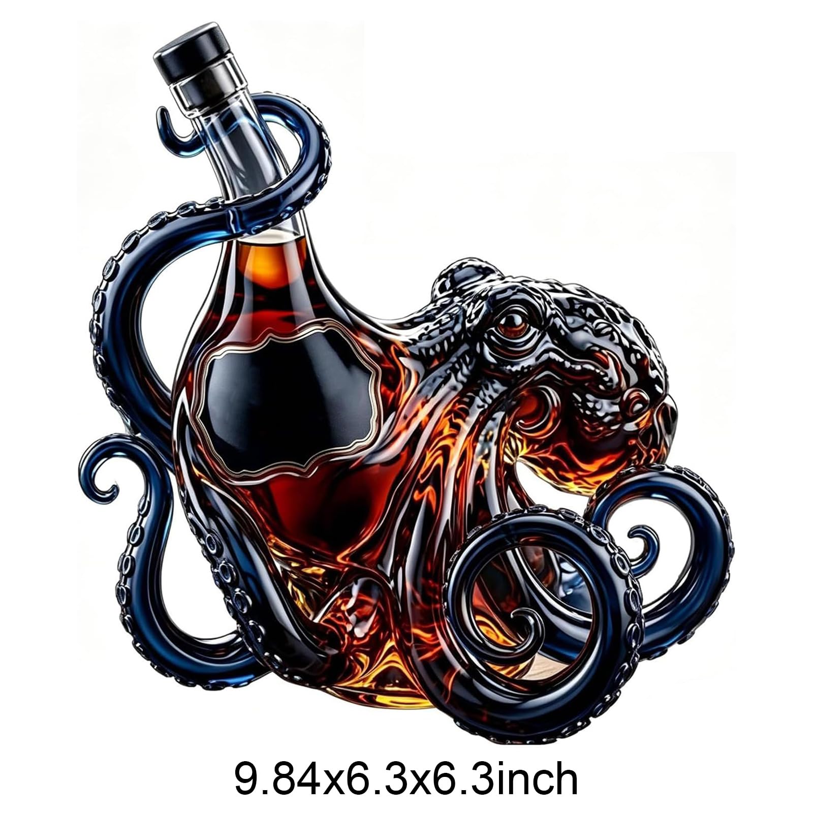 Artystyczna szklana karafka 3D ośmiornica, 350 ml, szkło borokrzemowe, niekapiąca, dekoracja i prezent dla miłośników morza