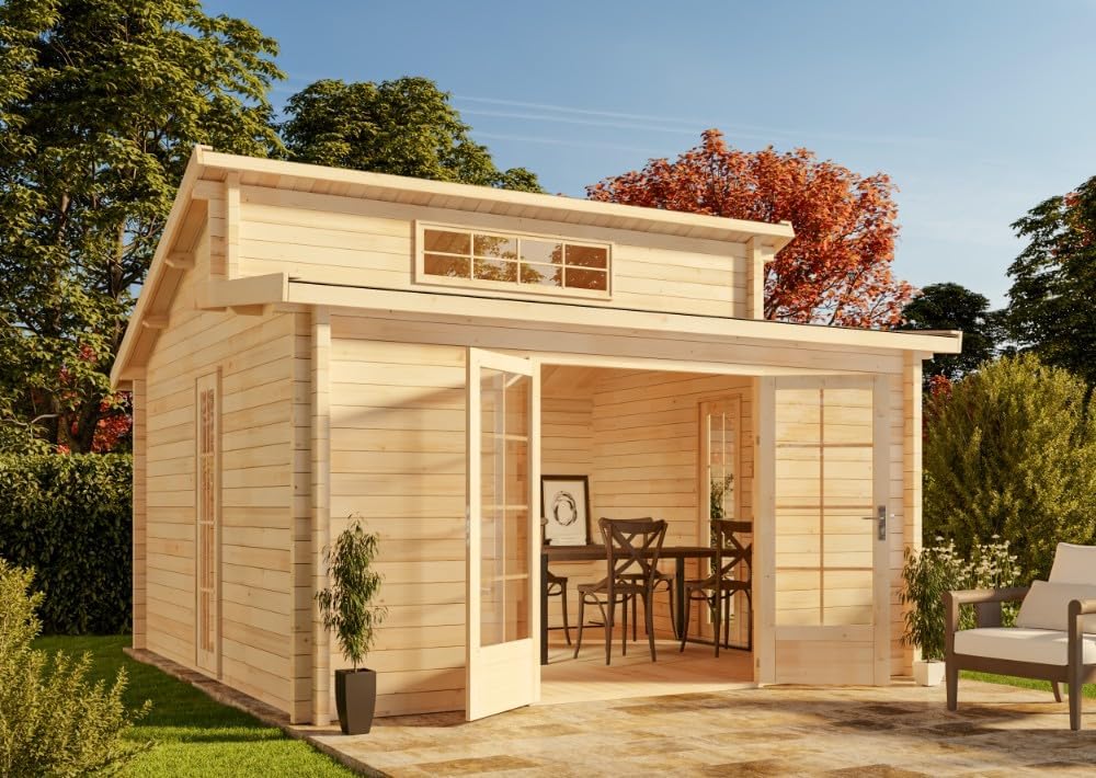 Alpholz Gartenhaus Lausitz-40 aus Massiv-Holz | Gerätehaus mit 40 mm Wandstärke | Garten Blockhaus inklusive Montagematerial | Geräteschuppen…