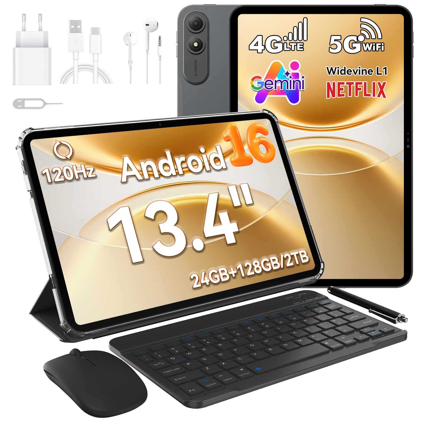 OSCAL PAD 200 13.4 Inch Tablet with Keyboard Pen, Android 16 120Hz
