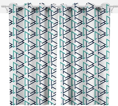 Miniatura 2 de Cortinas opacas verdes para habitación 2 paneles de líneas geométricas de celosía cortinas modernas para decoración de sala de estar salas de estar