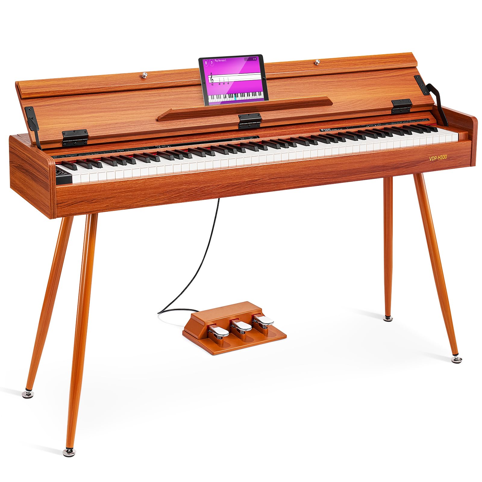 Digital Piano 88 Key Weighted Keyboard, Full-Size Electric Piano For Beginners, Piano 88 Keys Supports Usb-Midi Connecting, With Sheet Music Stand, Triple Pedal, Golden Wood Color By Vangoa
