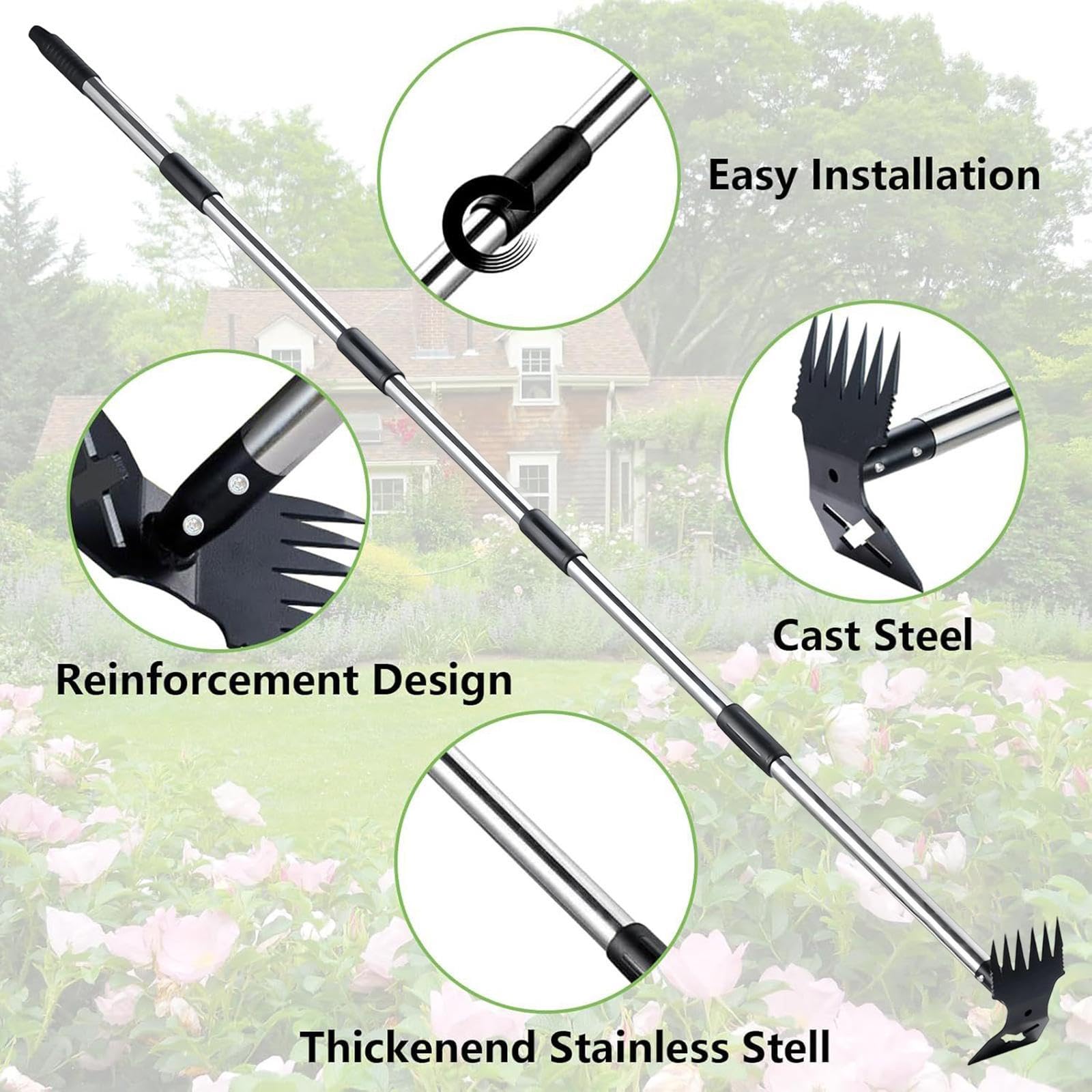 Unkrautentferner mit ergonomischem Design, Handrechen und Hacke für die Gartenpflege, Mehrfarbig, 5 Abschnitt