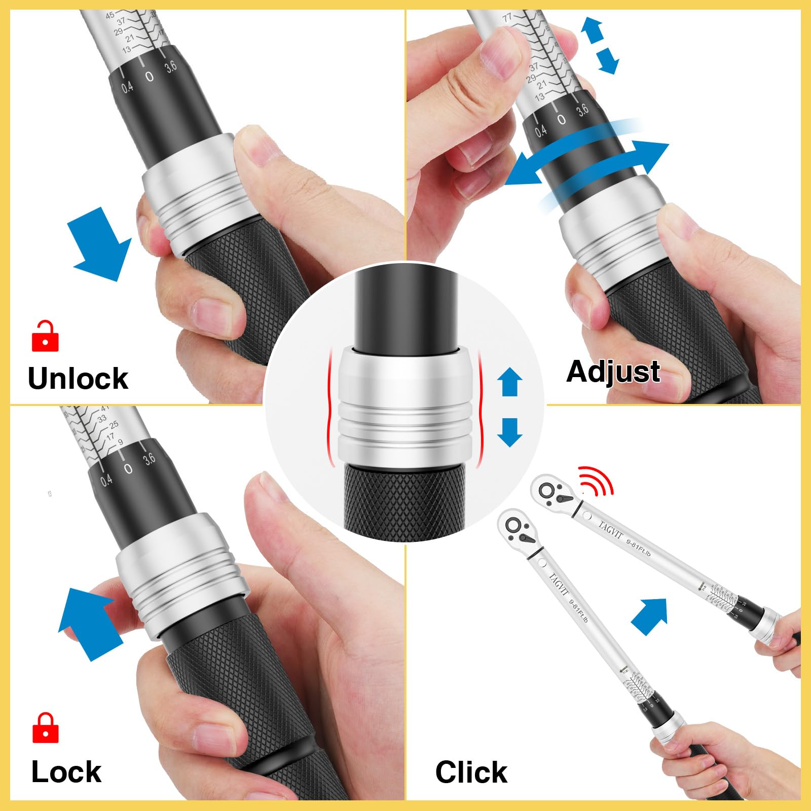 TIQページ TAGVIT 3/8 Inch Drive Click Torque Wrench, 9-81 Ft-Lb/12.2