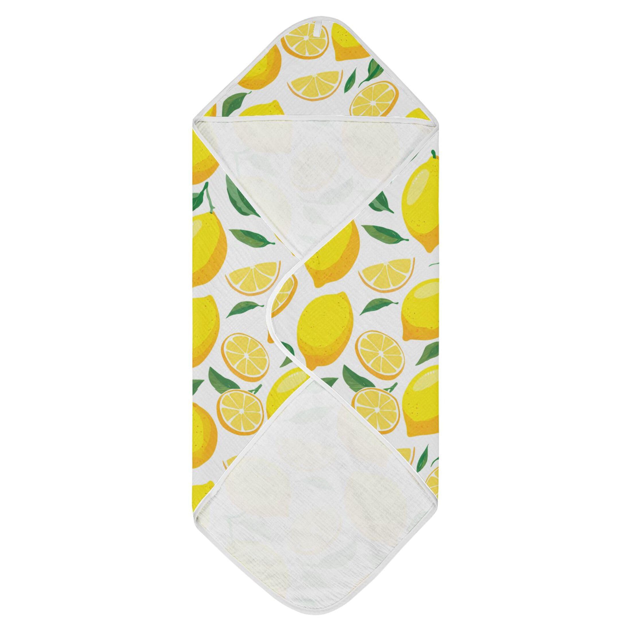 Kigai Baby Hooded Towel Absorbent Baby Bath Shower Towel with Hood for Newborn Boys Girls Babies Infant Toddler (Lemons 35 x 35 in)