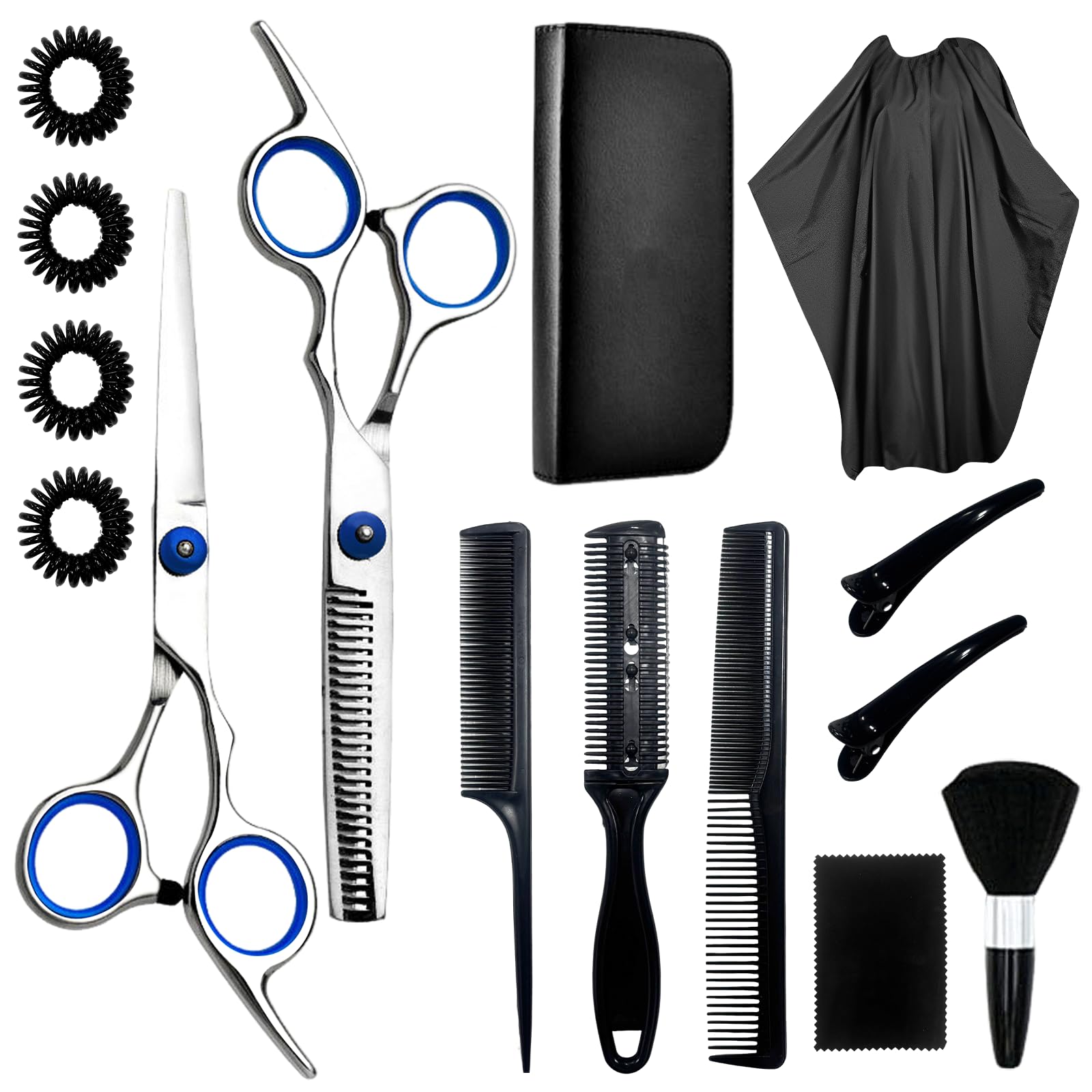 Hairdressing Scissors, 15 Pieces Thinning Scissors Kit, Professional Hairdressing Kit with Protective Case, Extra Sharp and Precise for Hair and Beard for Hairdresser/Hairdresser/Beard-image-27