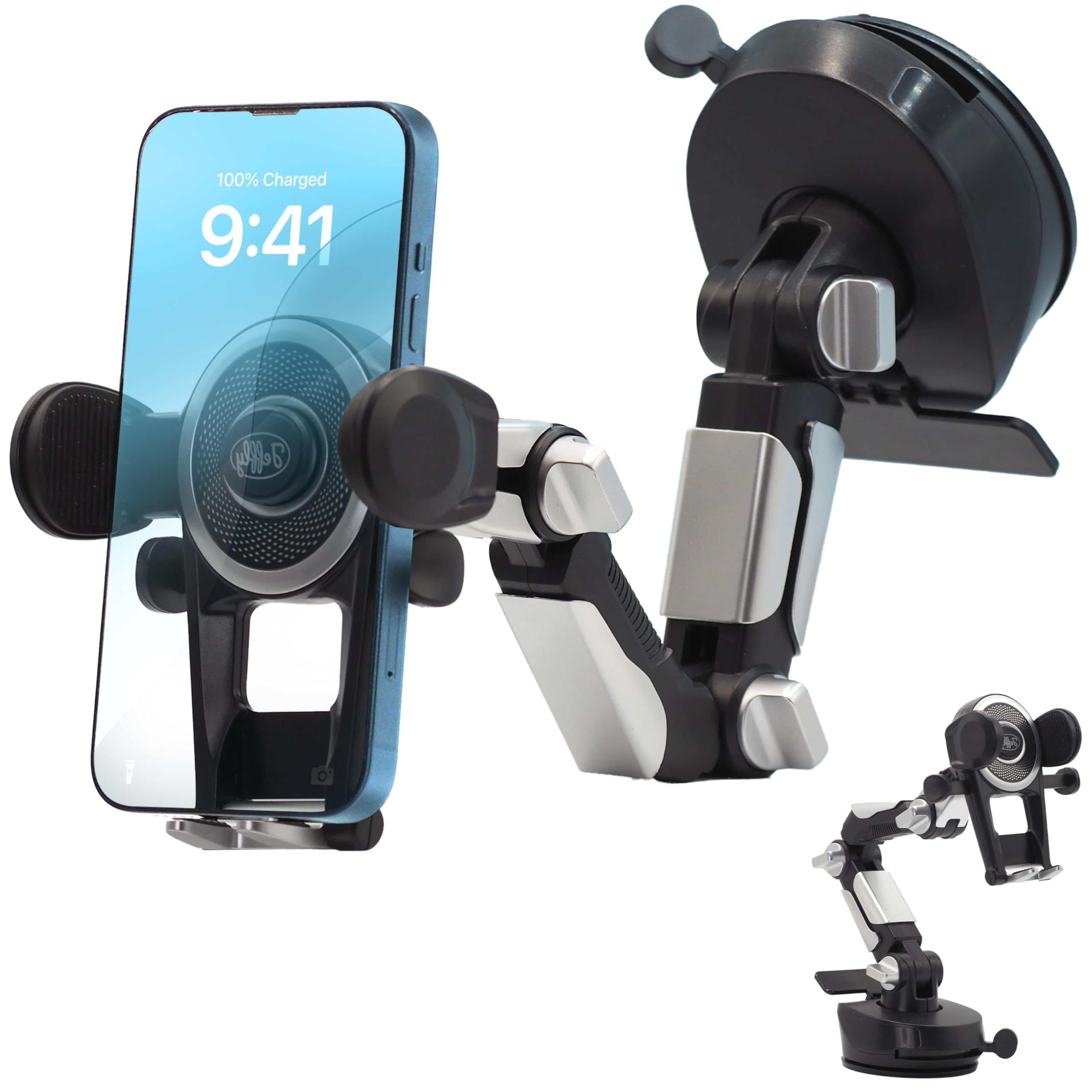 Josnown Supporto per telefono da auto, 2023, supporto per telefono per parabrezza e cruscotto dell'auto, regolabile, rotazione a 360°, forte supporto adesivo per tutti i telefoni da 3,8 a 6,8 pollici