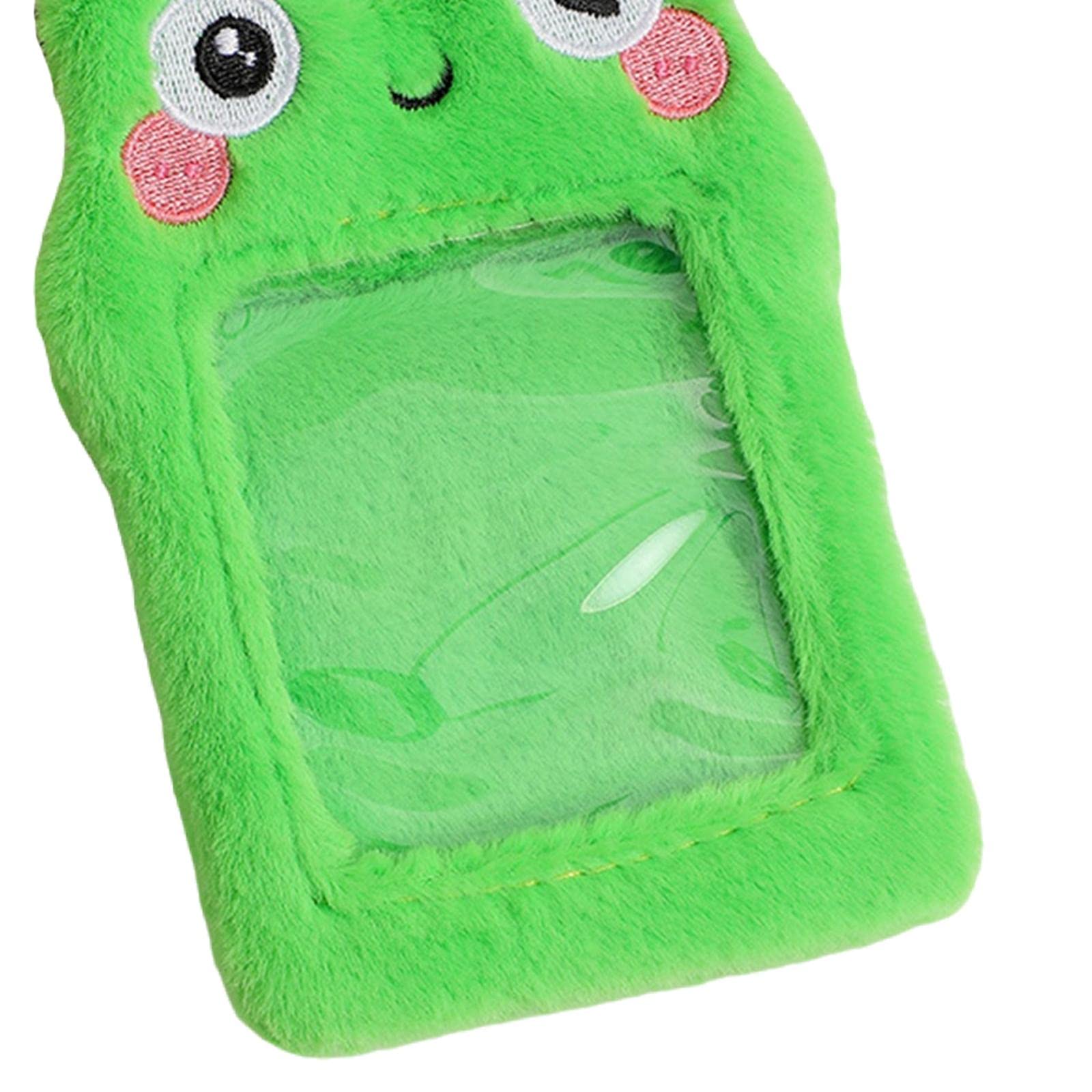 Cute Plush Photocard Holder Idol Photo Storage Keychain Bag Pendant Photo Sleeve for Game Cards Sports Cards Football Cards, Green