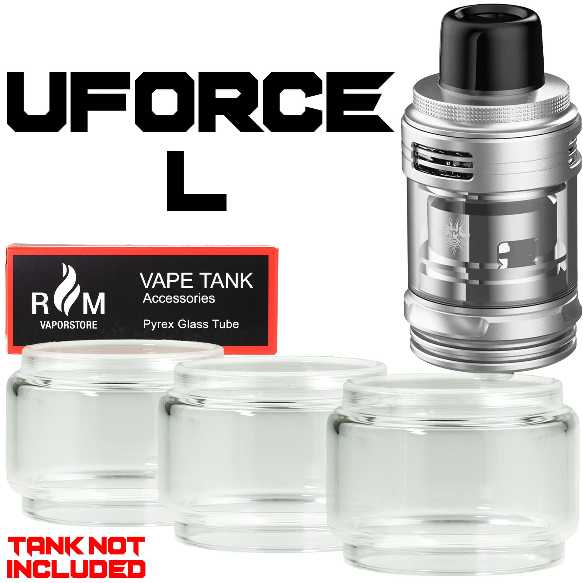 RMvaporstore 3X Spare Bubble Glass Tube for Voopoo Uforce L TPD Tank and Drag  4 and