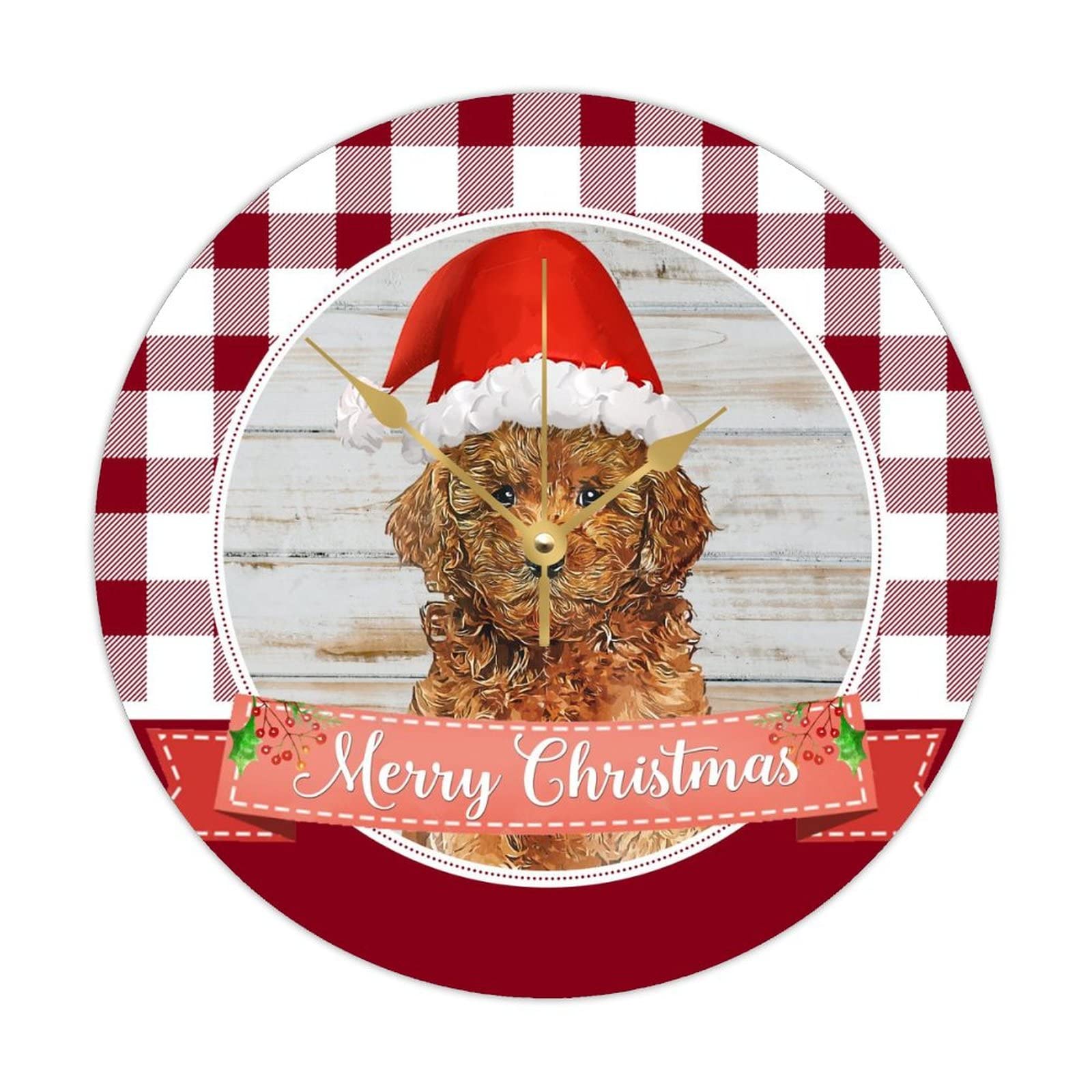 Horloge en bois de Noël 38 cm pendule à quartz pour cuisine et salon