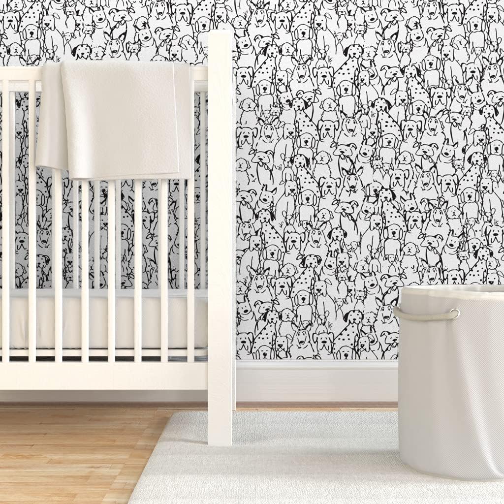 Removable Wallpaper 3ft x 2ft - Life Black White Dogs Canine Pet Animal Love Friend Kids Modern Custom Pre-Pasted Wallpaper by Spoonflower