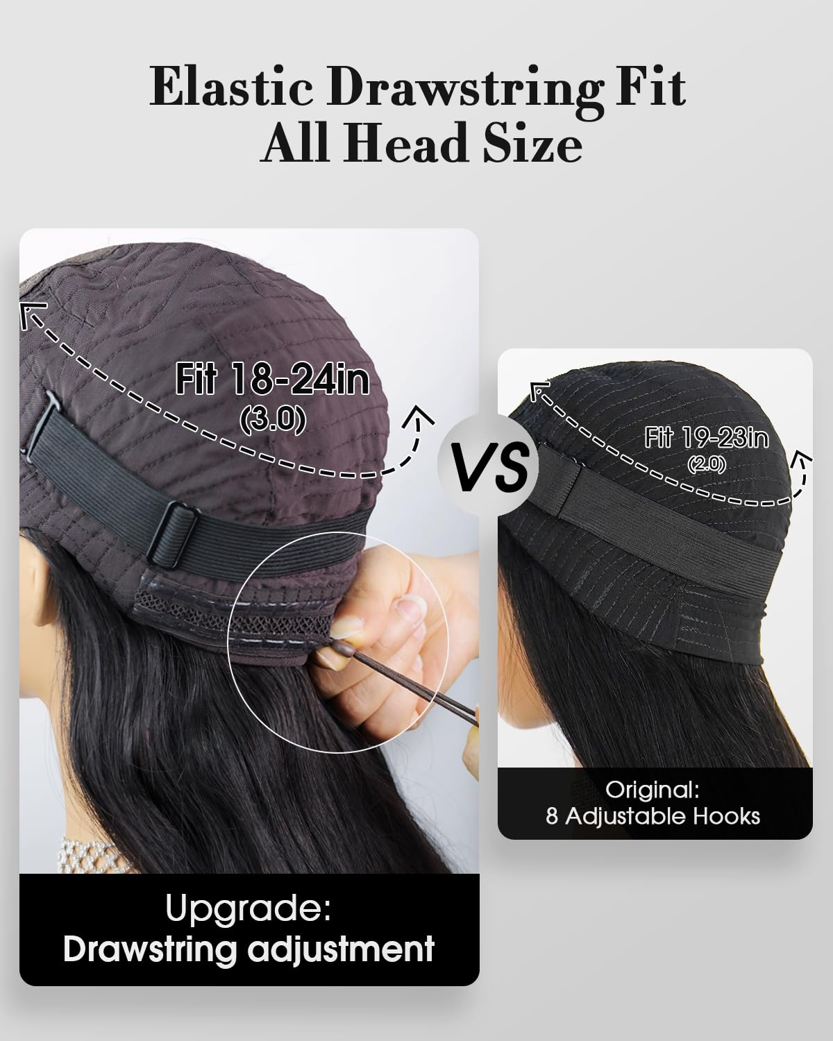 Amazon.com : FACMOOD Glueless Drawstring Wigs Human Hair Pre 