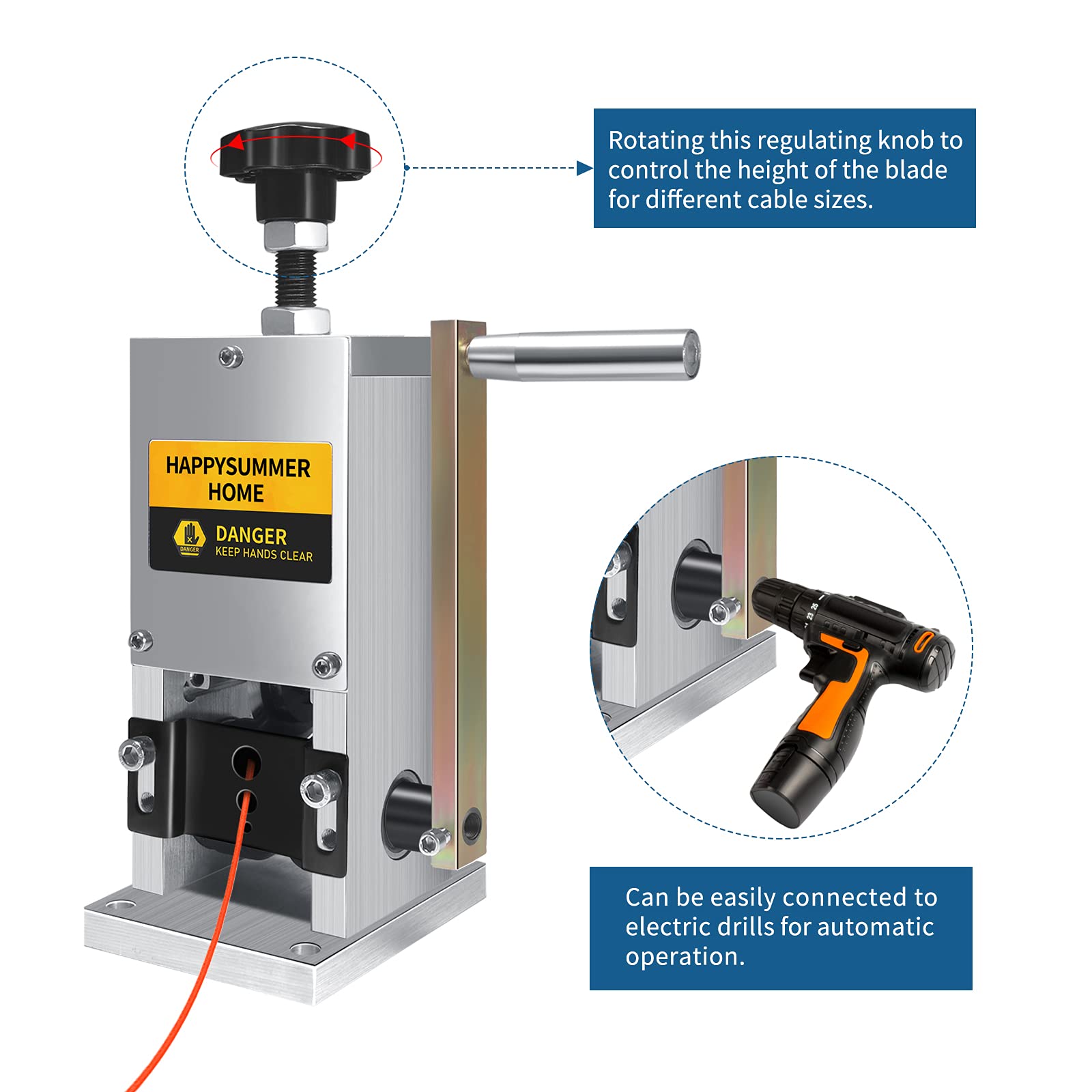 Manual Wire Stripping Machine For Scrap Copper - Hand Crank Or Drill Powered, Strips 0.06" To 1" Wire - View #2