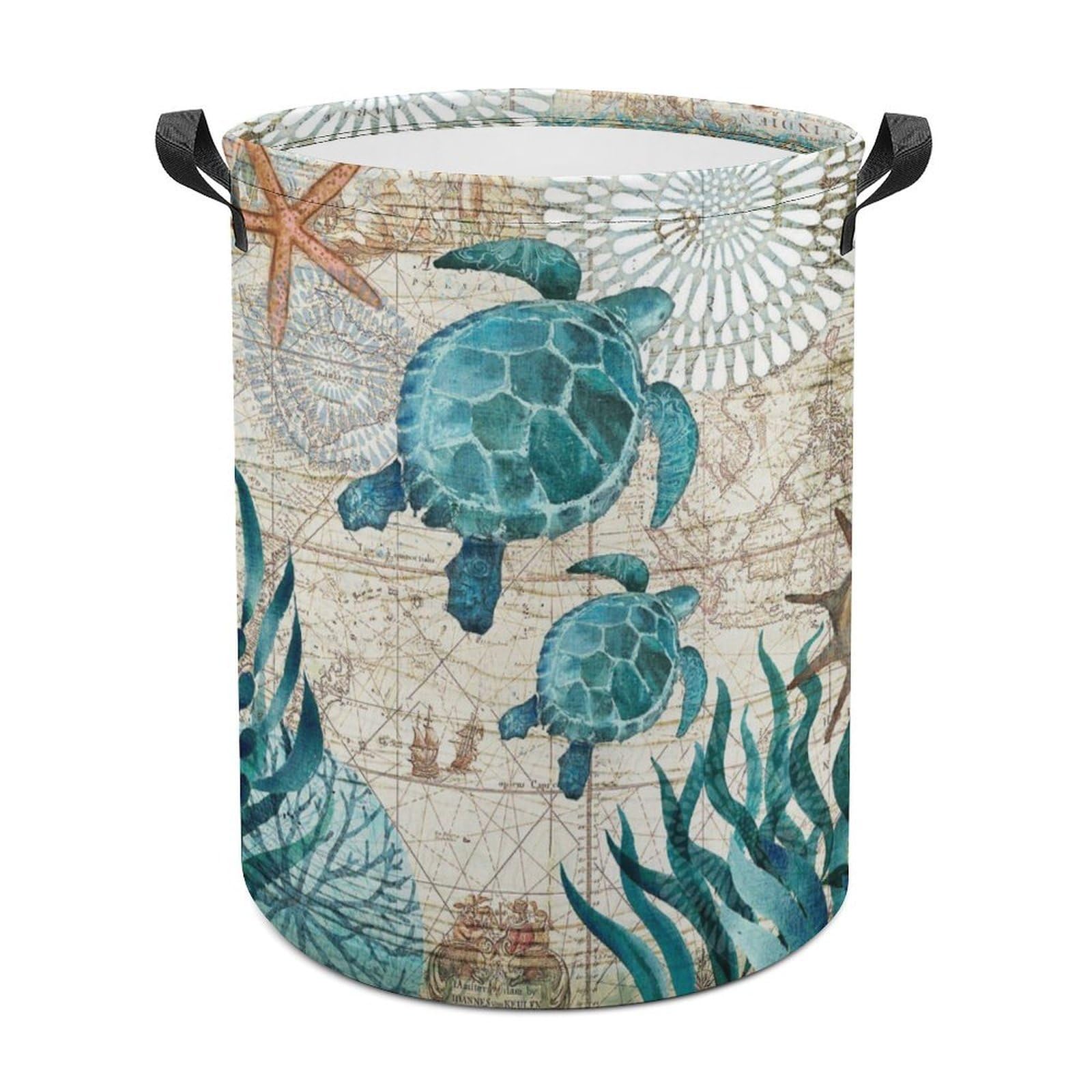 Wlntrophic Laundry Hamper, Cool Turtle Laundry Basket, Washing Basket with Handle