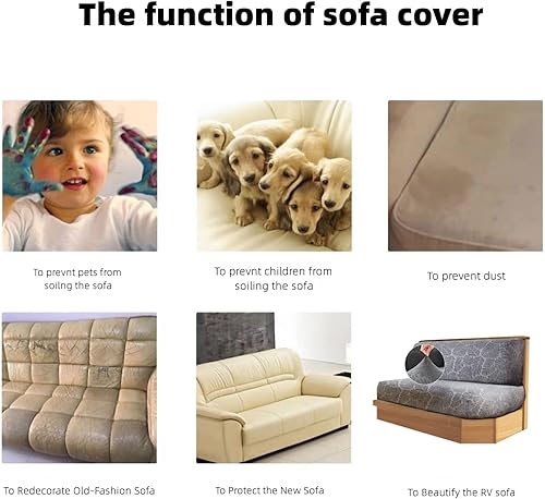 Miniatura 7 de Ckedes Fundas de cojín para comedor de autocaravana, fundas elásticas con estampado, fundas de cojín de repuesto antideslizantes para sofá para