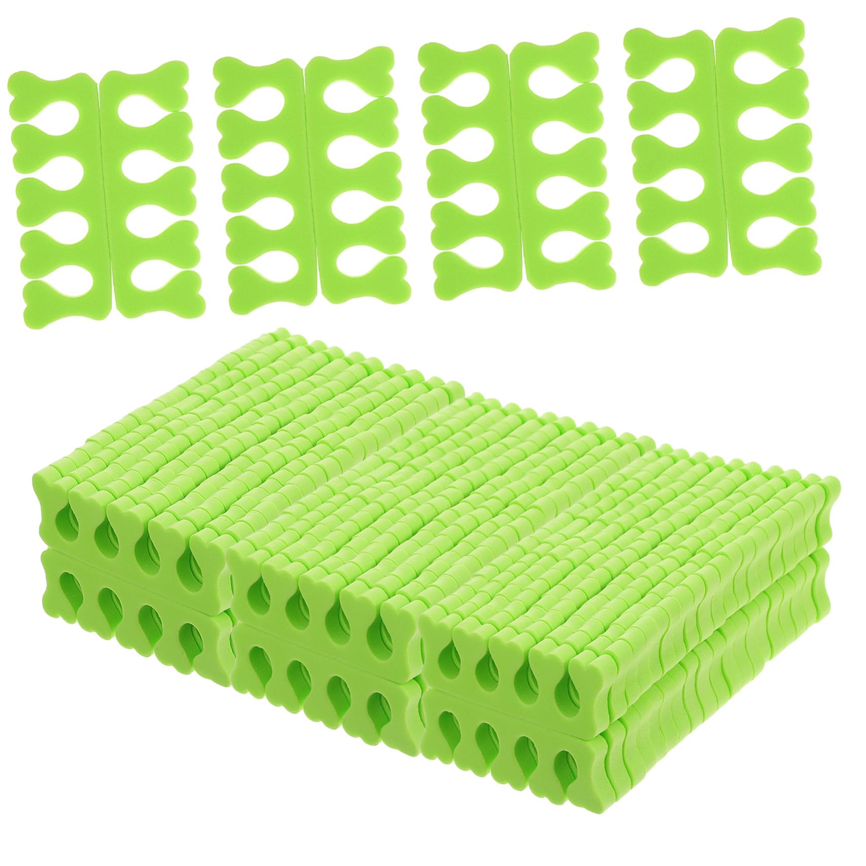 PACKOVE 100Pairs Foot Toe Adjusters Green Disposable Finger Separators for Nail Art Comfortable and Health for Pedicures and Salon Use