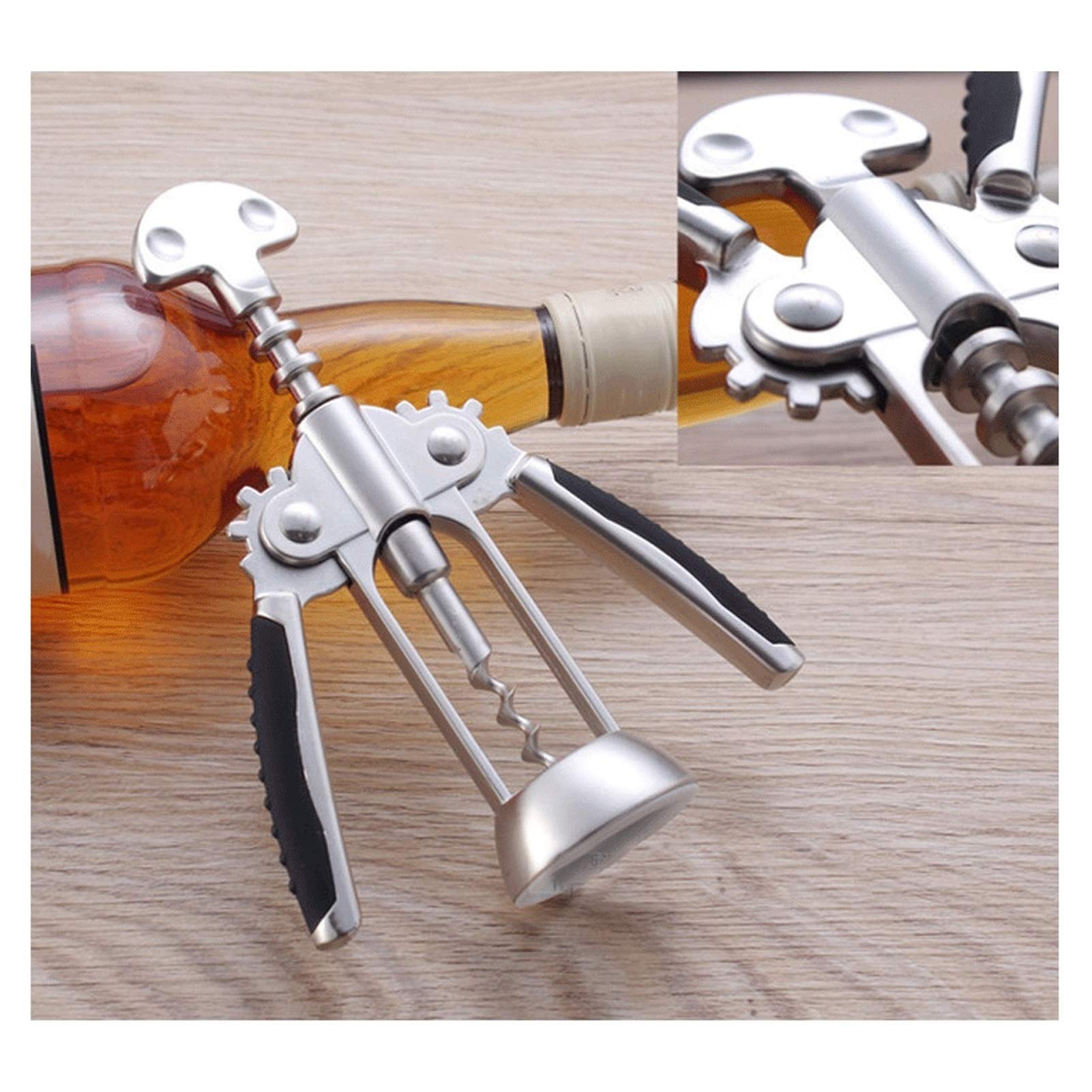 Sacacorchos Multifuncional con Forma de ala para Vino, Ideal para el hogar, la Cerveza o restaurantes. Apto para Amantes del champán y la Cerveza.