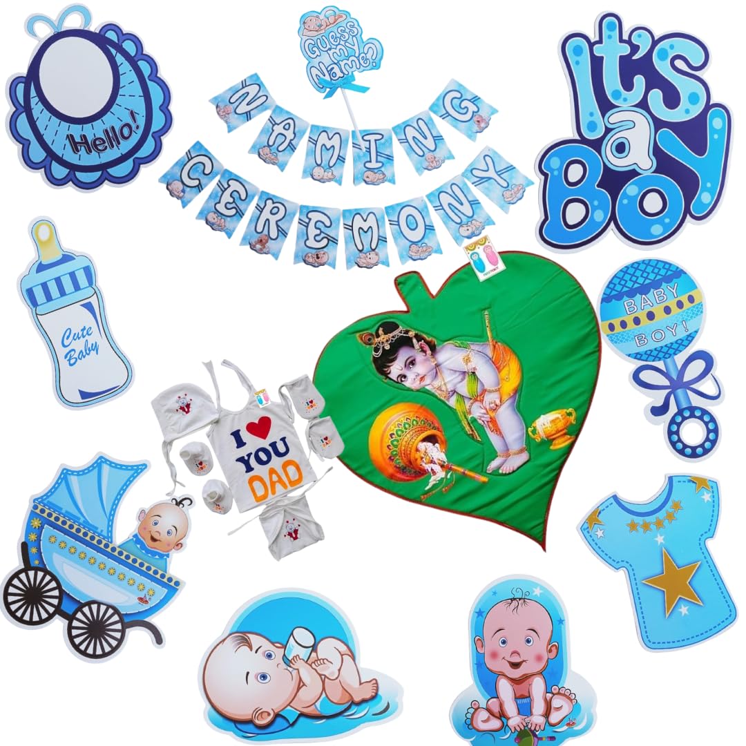 PREETENCY Speacialy Design for Boys Blue Color,New Born Baby Girl Cotton Clothes For Naming ceremony decoration combo sets of 25 Pieces,Size-0-3 Months-picture-30