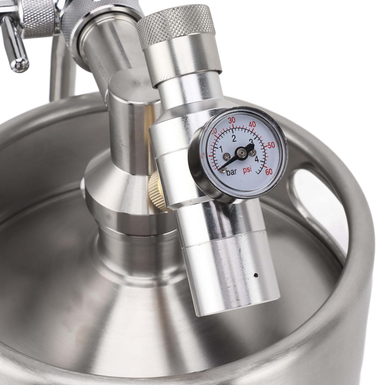 5L Mini Barril de Cerveza Inoxidable, Keg Growler con Grifo Ajustable | Portátil con Sistema de Dispensador a Presión y Regulador de Presión de 60PSI para Cerveza Casera, Artesanal y de Barril
