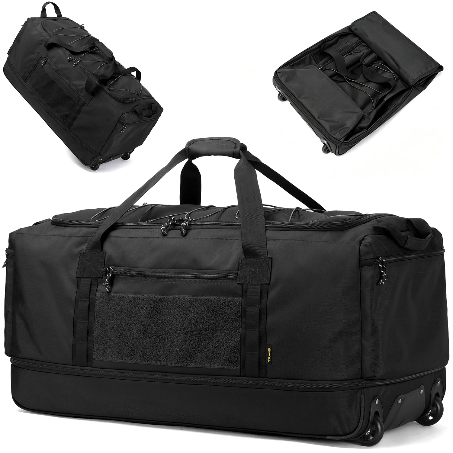 Laripwit Borsa da baseball extra large per adulti con ruote, grande, espandibile, per softball, attrezzatura da allenatore, borsa per mazza da rotolamento giovanile con scomparto per scarpe, borsone