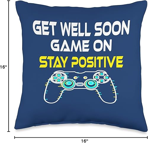 Miniatura 4 de Get Well Soon Game On Boys Teens Stay Positive Gifts - Almohada de 16 x 16 pulgadas, multicolor