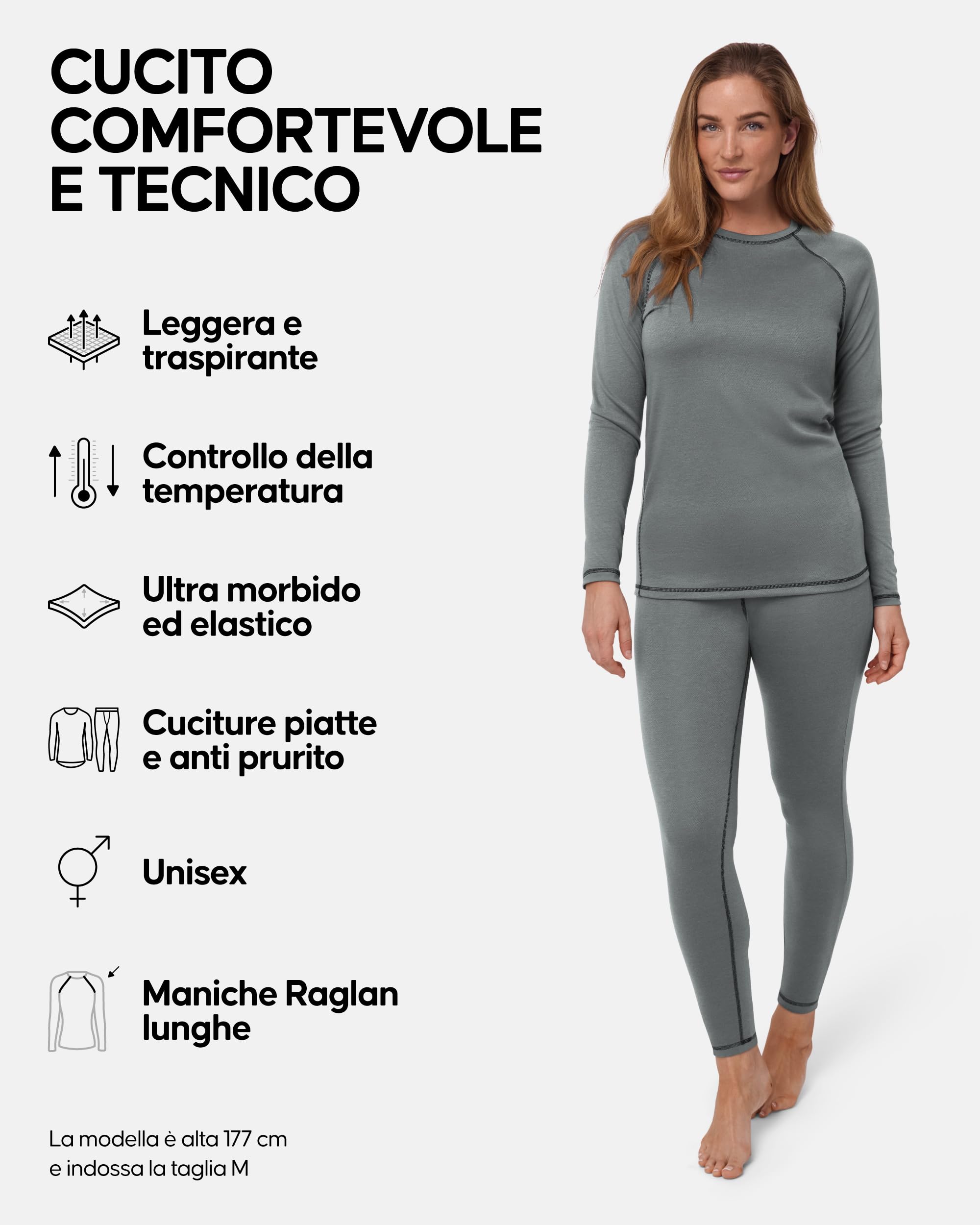 DANISH ENDURANCE Completo Maglia e Pantaloni Termici Uomo e Donna, Intimo Termico per Sci, Trekking