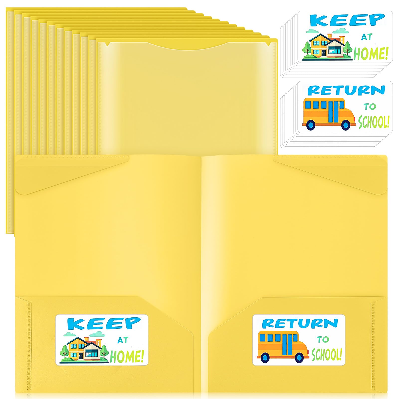 Henoyso 48 Pack Take Home Folders with Clear Front Pocket, Yellow