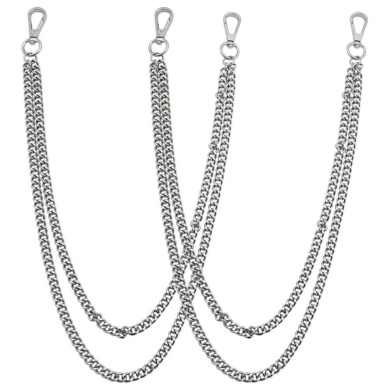 2 Pack Chain for Jeans Pants Chain 62cm Double Multilayer Trousers Pocket Chain Wallet Chain Clips for Men Women Fashion Hip Hop Jeans Punk Rock Gothic Trouser Keys Wallet Clothes Accessories